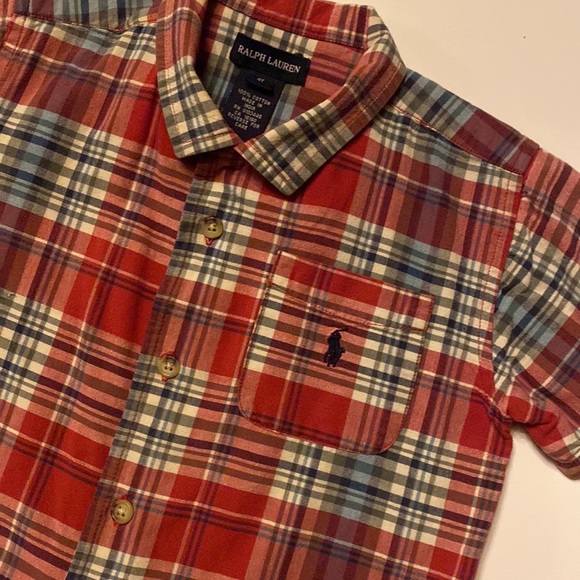 Ralph Lauren Other - Nice! RALPH LAUREN PLAID POLO RED BLUE SHIRT SHORT SLEEVE BUTTON-DOWN SIZE 4T
